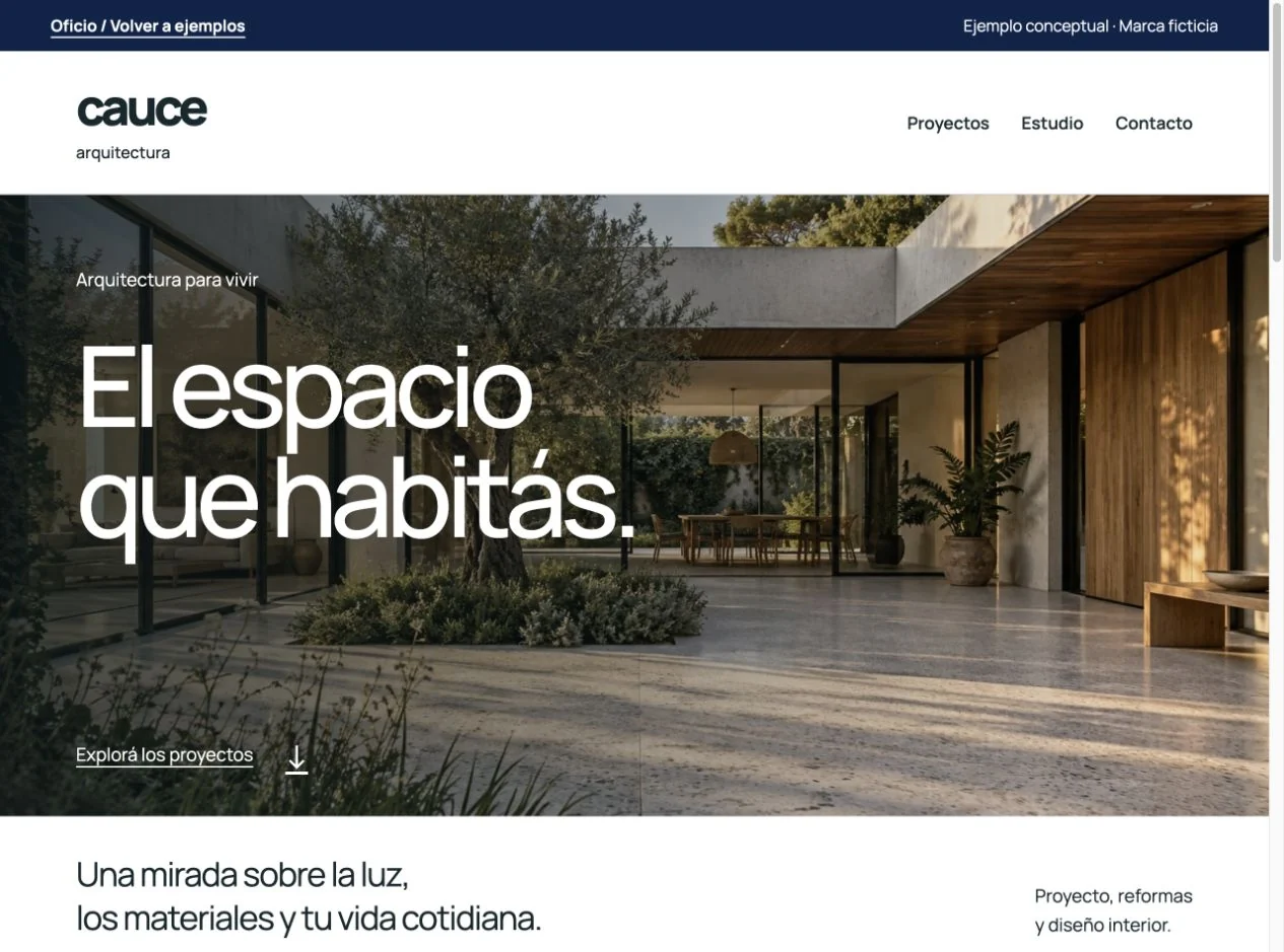 Explorá Cauce, sitio conceptual de arquitectura.