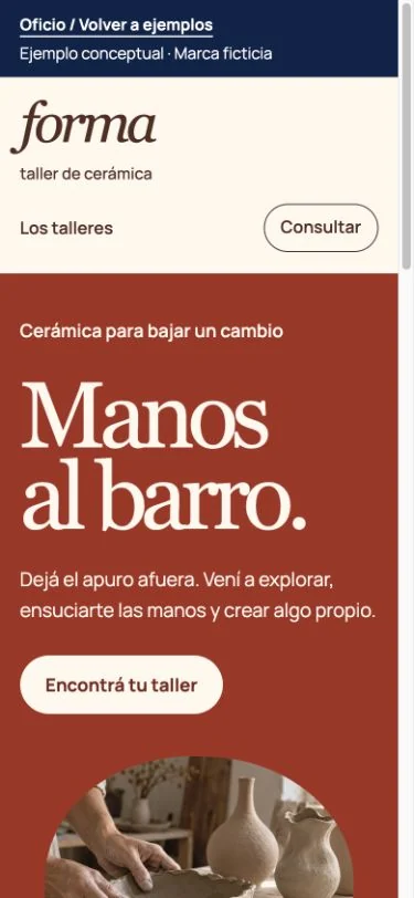 Diseño móvil del taller conceptual Forma.